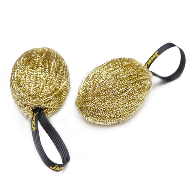 Stainless steel brass plated scourer